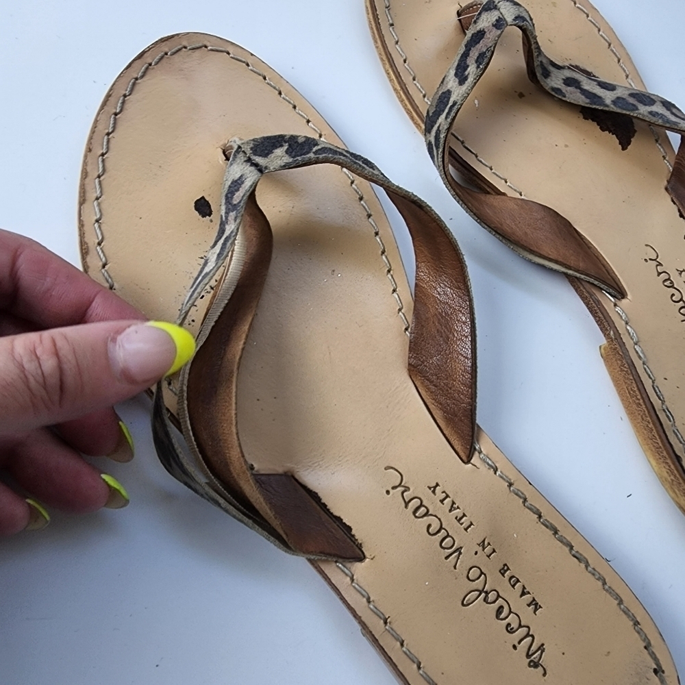 ⭐️40% Off⭐️ Niccolo Vacari  Leather Leopard Flip Flops - Picture 6 of 9